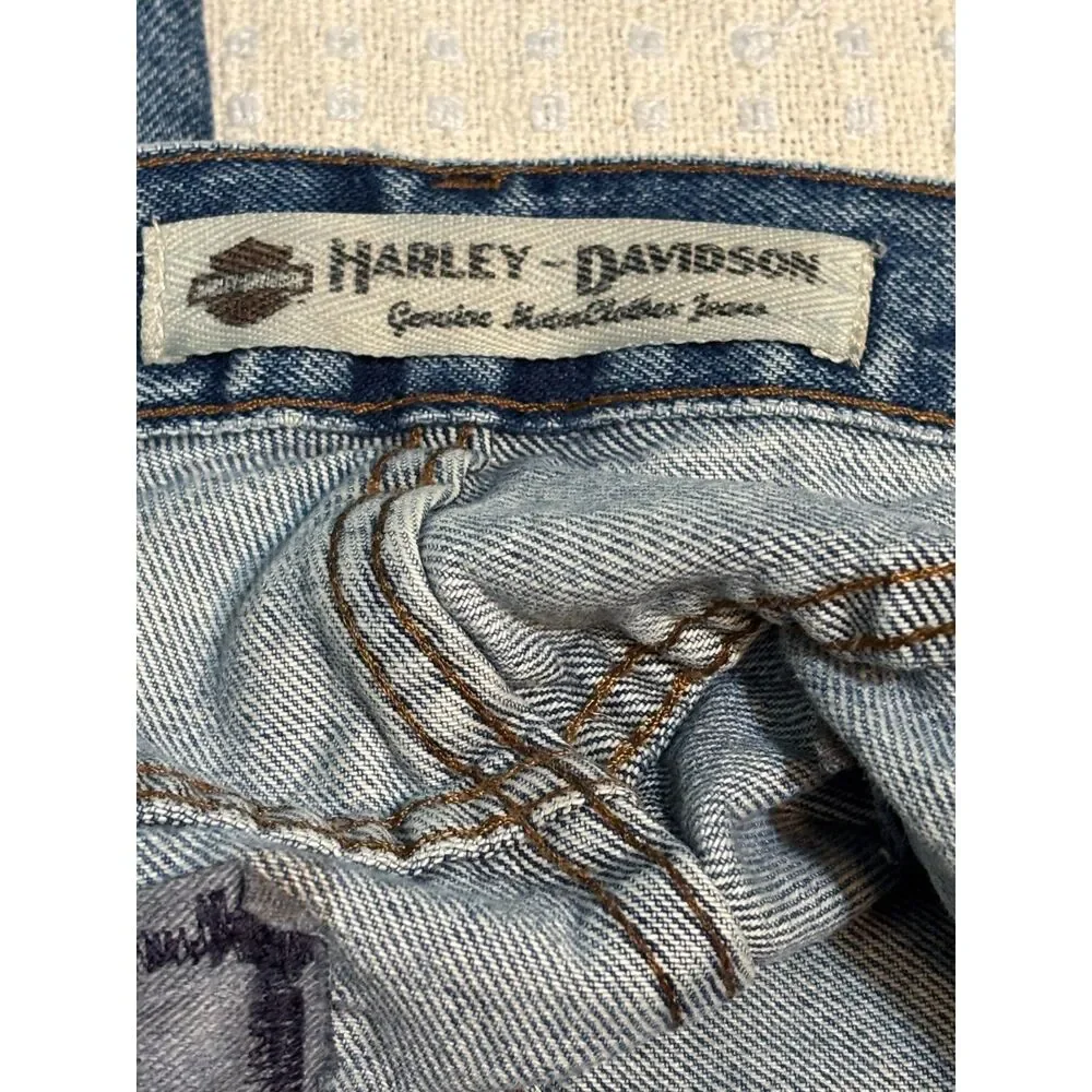 Vintage Harley-Davidson Distressed Jeans Men 33x28 Straight Leg Y2K Biker Grunge